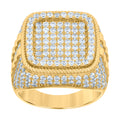 925 Sterling Silver Yellow-tone Mens Cubic-Zirconia Square Head Fashion Ring Size 10