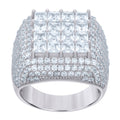 925 Sterling Silver Mens Princess-cut Round Cubic-Zirconia Square Head Fashion Ring