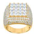925 Sterling Silver Yellow-tone Mens Princess-cut Round Cubic-Zirconia Square Head Fashion Ring Size 12