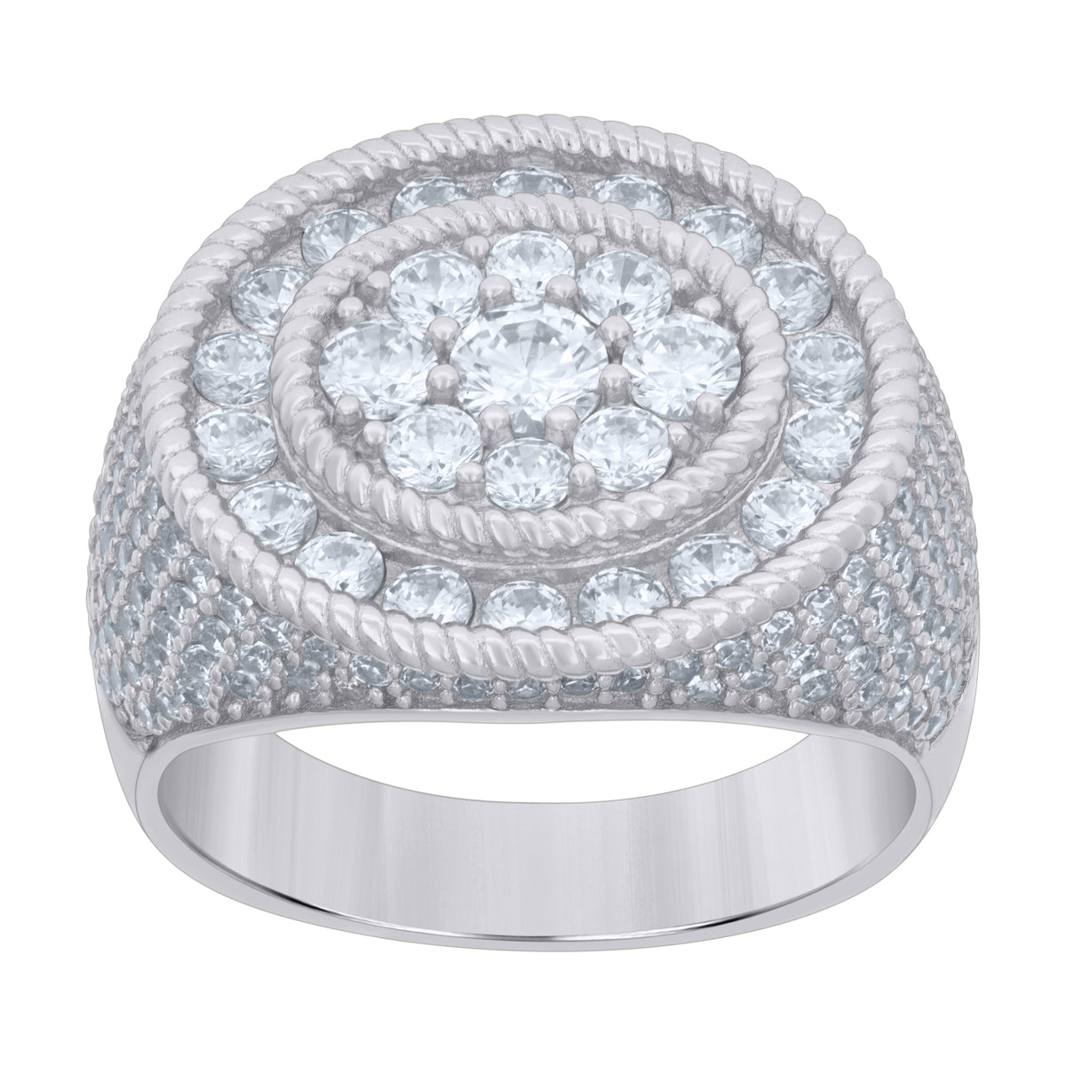 925 Sterling Silver Mens Cubic-Zirconia Fashion Ring Size 10