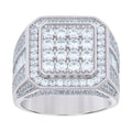 925 Sterling Silver Mens Baguette Round Cubic-Zirconia Square Head Fashion Ring Size 8
