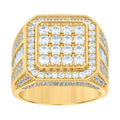 925 Sterling Silver Yellow-tone Mens Baguette Round Cubic-Zirconia Square Head Fashion Ring Size 12