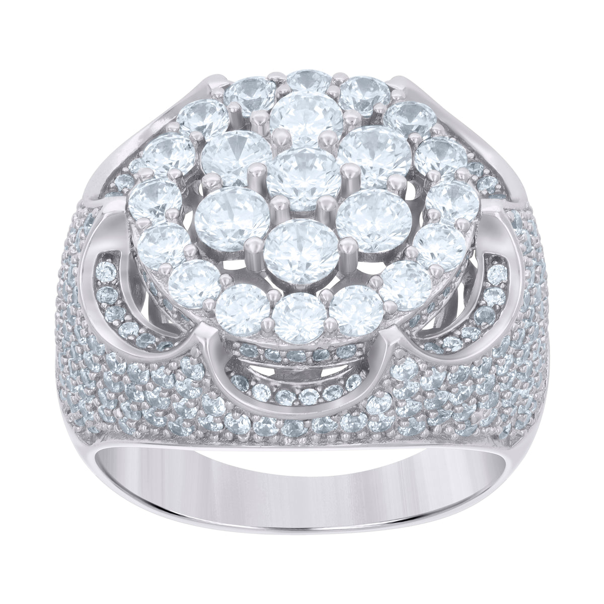 925 Sterling Silver Mens Cubic-Zirconia Fashion Ring Size 9