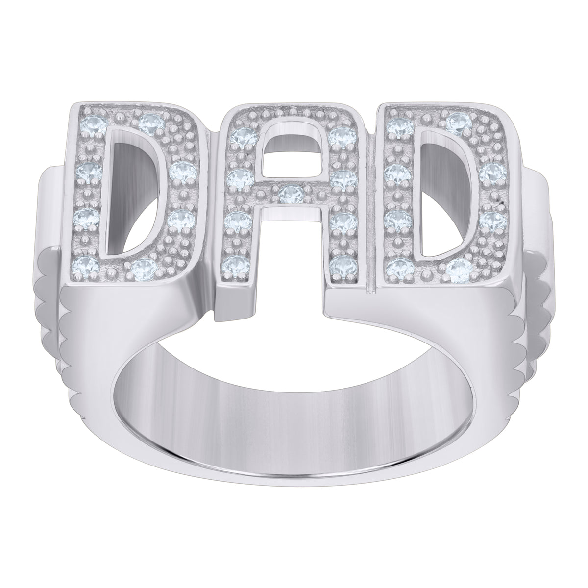 925 Sterling Silver Mens Cubic-Zirconia DAD Fashion Ring