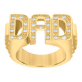 925 Sterling Silver Yellow-tone Mens Cubic-Zirconia DAD Fashion Ring Size 9