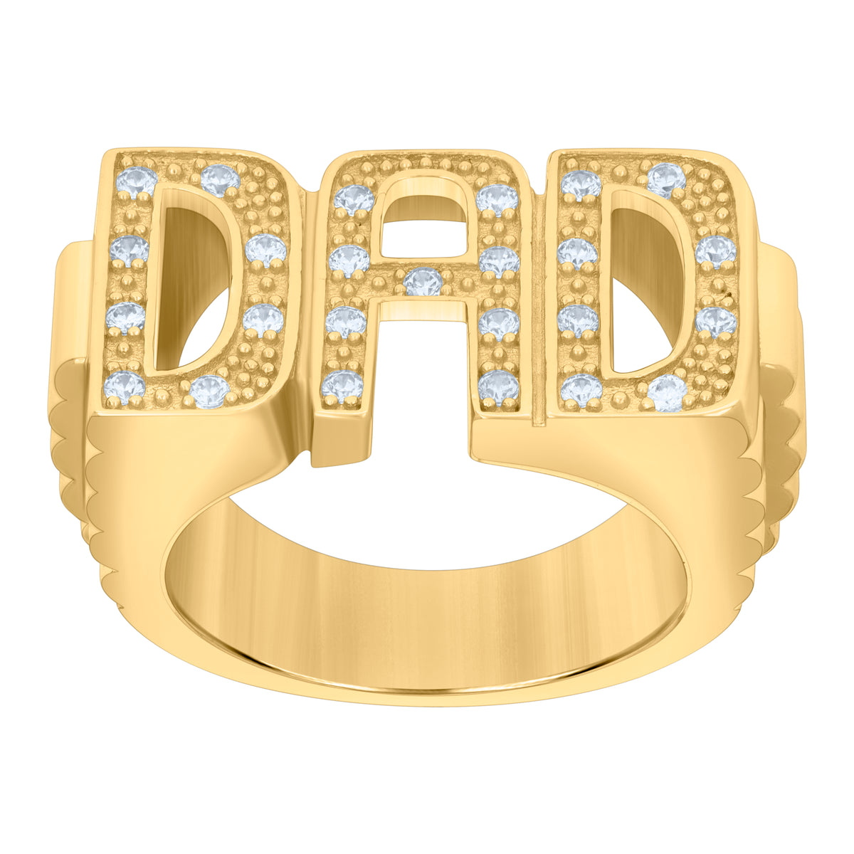 925 Sterling Silver Yellow-tone Mens Cubic-Zirconia DAD Fashion Ring Size 12