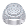 925 Sterling Silver Mens Baguette Round Cubic-Zirconia Fashion Ring Size 11