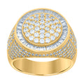 925 Sterling Silver Yellow-tone Mens Baguette Round Cubic-Zirconia Fashion Ring Size 11