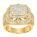 925 Sterling Silver Yellow-tone Mens Cubic-Zirconia Fashion Ring Size 12