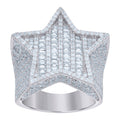 925 Sterling Silver Mens Baguette Round Cubic-Zirconia Star Fashion Ring Size 12