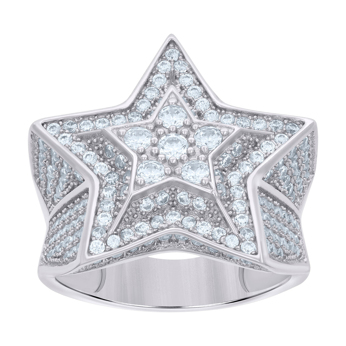 925 Sterling Silver Mens Cubic-Zirconia Star Fashion Ring Size 12