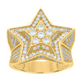 925 Sterling Silver Yellow-tone Mens Cubic-Zirconia Star Fashion Ring Size 10