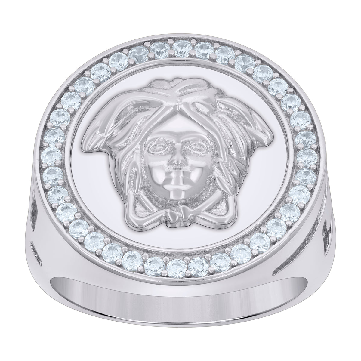 925 Sterling Silver Mens Cubic-Zirconia Medusa Fashion Ring Size 8