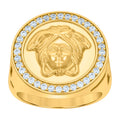 925 Sterling Silver Yellow-tone Mens Cubic-Zirconia Medusa Fashion Ring