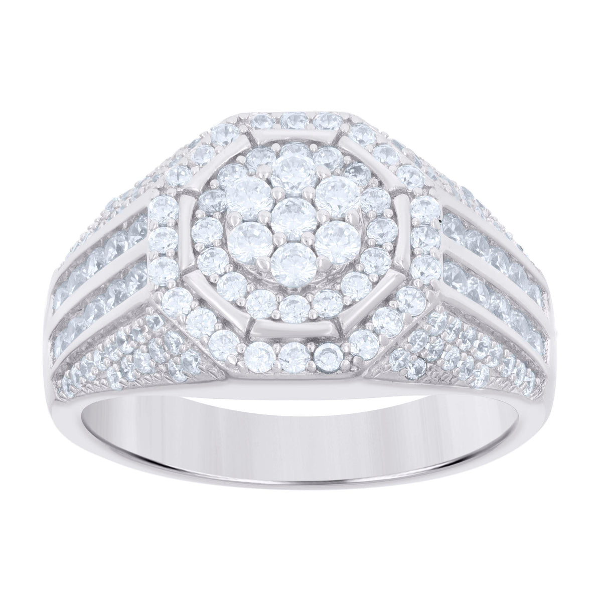 925 Sterling Silver Mens Cubic-Zirconia Fashion Ring Size 12
