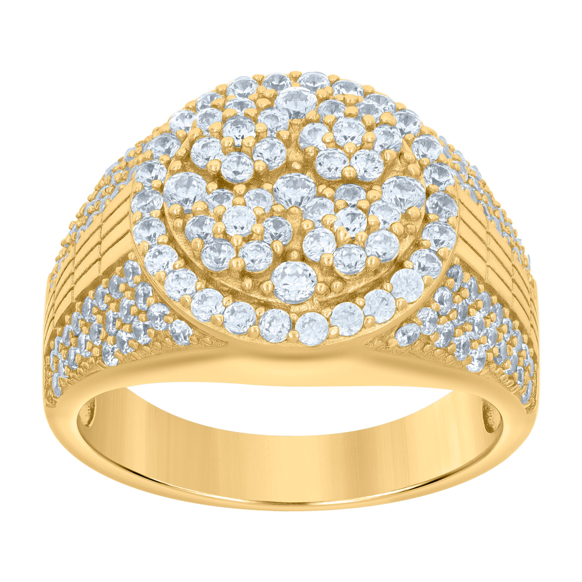925 Sterling Silver Yellow-tone Mens Cubic-Zirconia Fashion Ring Size 11