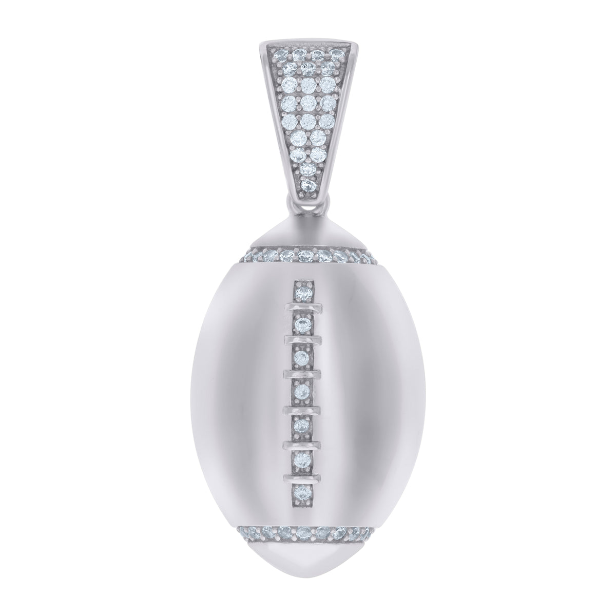 925 Sterling Silver Mens Cubic-Zirconia Football Sports Charm Pendant