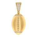 925 Sterling Silver Yellow-tone Mens Cubic-Zirconia Football Sports Charm Pendant