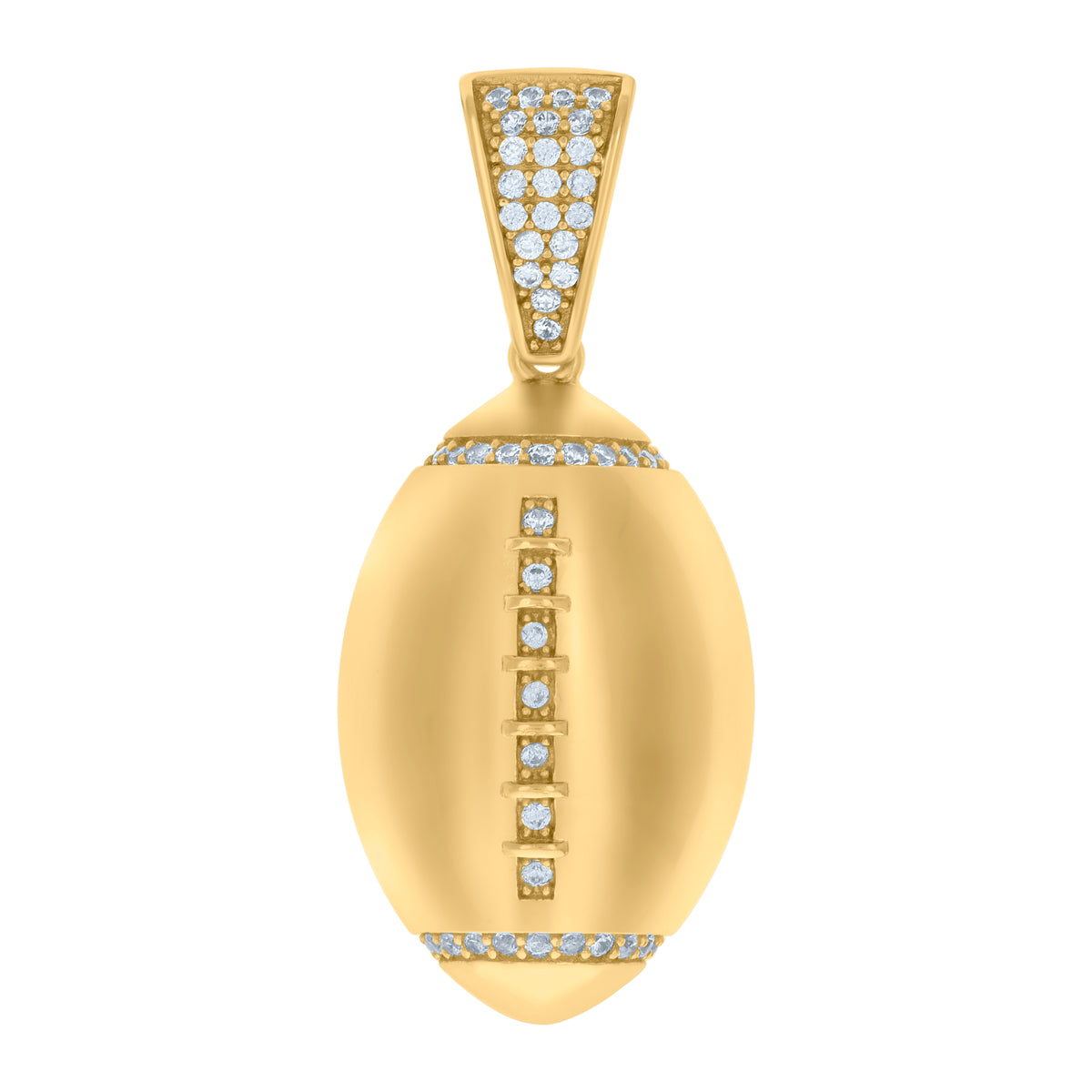 925 Sterling Silver Yellow-tone Mens Cubic-Zirconia Football Sports Charm Pendant