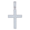 925 Sterling Silver Mens Cubic-Zirconia Cross Religious Charm Pendant
