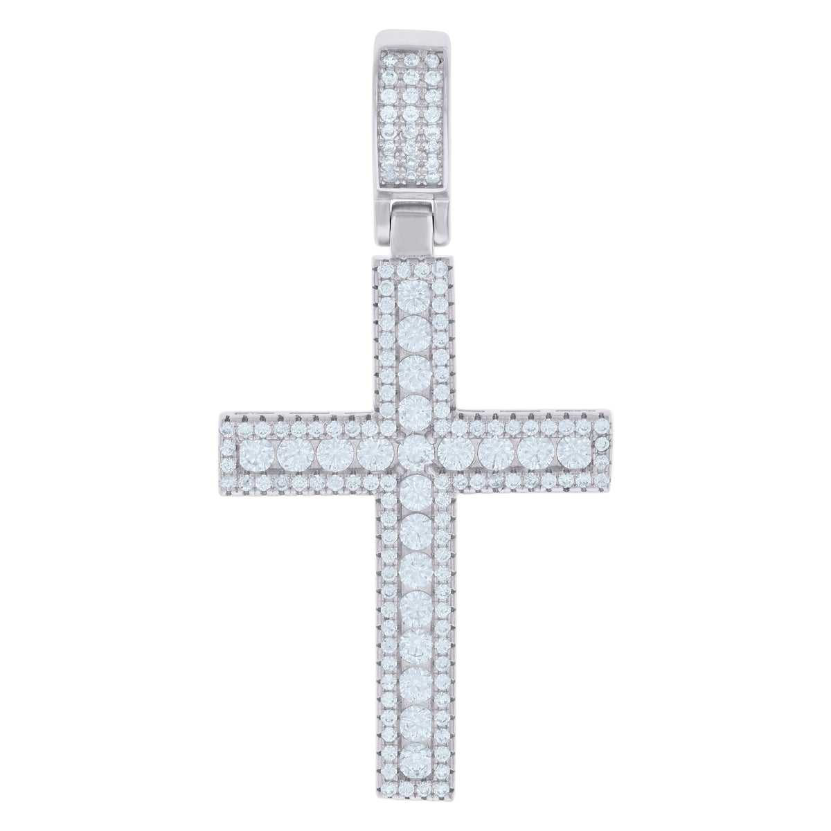 925 Sterling Silver Mens Cubic-Zirconia Cross Religious Charm Pendant