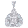925 Sterling Silver Mens Cubic-Zirconia Buddha Religious Charm Pendant