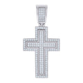 925 Sterling Silver Mens Cubic-Zirconia Cross Religious Charm Pendant
