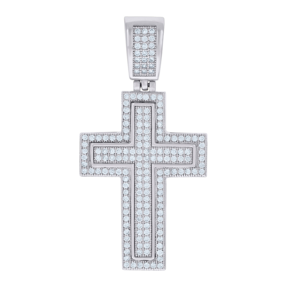 925 Sterling Silver Mens Cubic-Zirconia Cross Religious Charm Pendant