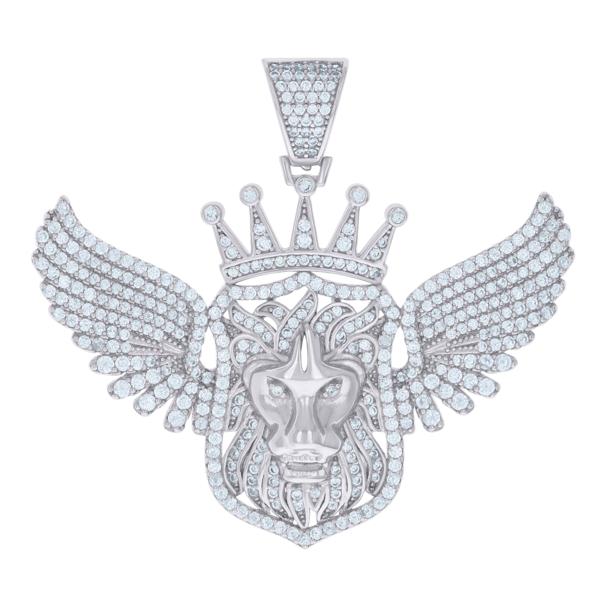 925 Sterling Silver Mens Cubic-Zirconia Flying Leo/Lion Zodiac Sign/Wildlife Charm Pendant