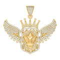 925 Sterling Silver Yellow-tone Mens Cubic-Zirconia Flying Leo/Lion Zodiac Sign/Wildlife Pendant