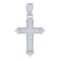 925 Sterling Silver Mens Cubic-Zirconia Cross Religious Charm Pendant