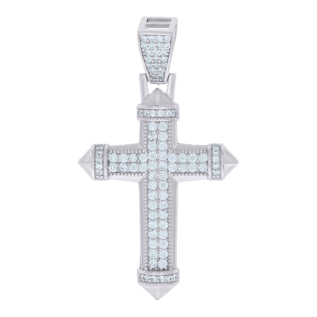 925 Sterling Silver Mens Cubic-Zirconia Cross Religious Charm Pendant