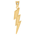 10K Yellow Gold Unisex Cubic-Zirconia Lightning Bolt Fashion Charm Pendant