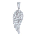925 Sterling Silver Mens Cubic-Zirconia Angel Wing Angle Charm Pendant