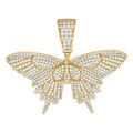 925 Sterling Silver Yellow-tone Mens Cubic-Zirconia Butterfly Fashion Charm Pendant