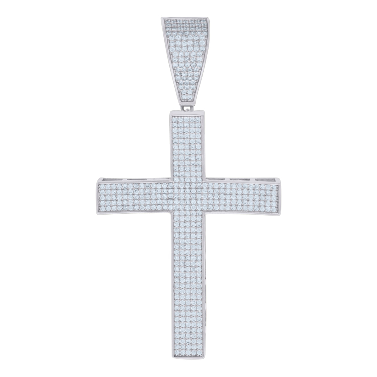 925 Sterling Silver Mens Cubic-Zirconia Cross Religious Charm Pendant