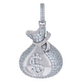925 Sterling Silver Mens Cubic-Zirconia Money Bag Currency Fashion Charm Pendant