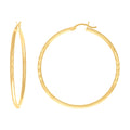 10K Yellow Gold Womens Diamond-Cut 40 mm x 2 mm Round Tube Hoop Earrings