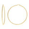 10K Yellow Gold Womens Diamond-Cut 70 mm x 2 mm Round Tube Hoop Earrings