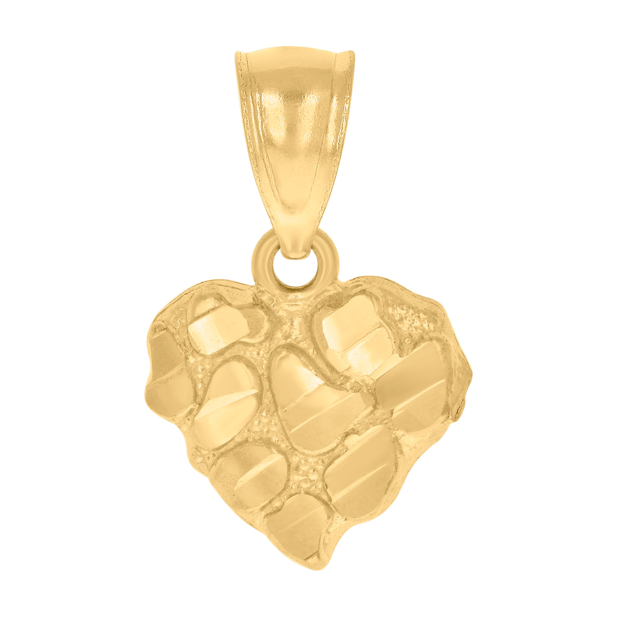 10K Yellow Gold Womens Nugget Heart Charm Pendant