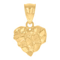10K Yellow Gold Womens Nugget Heart Charm Pendant