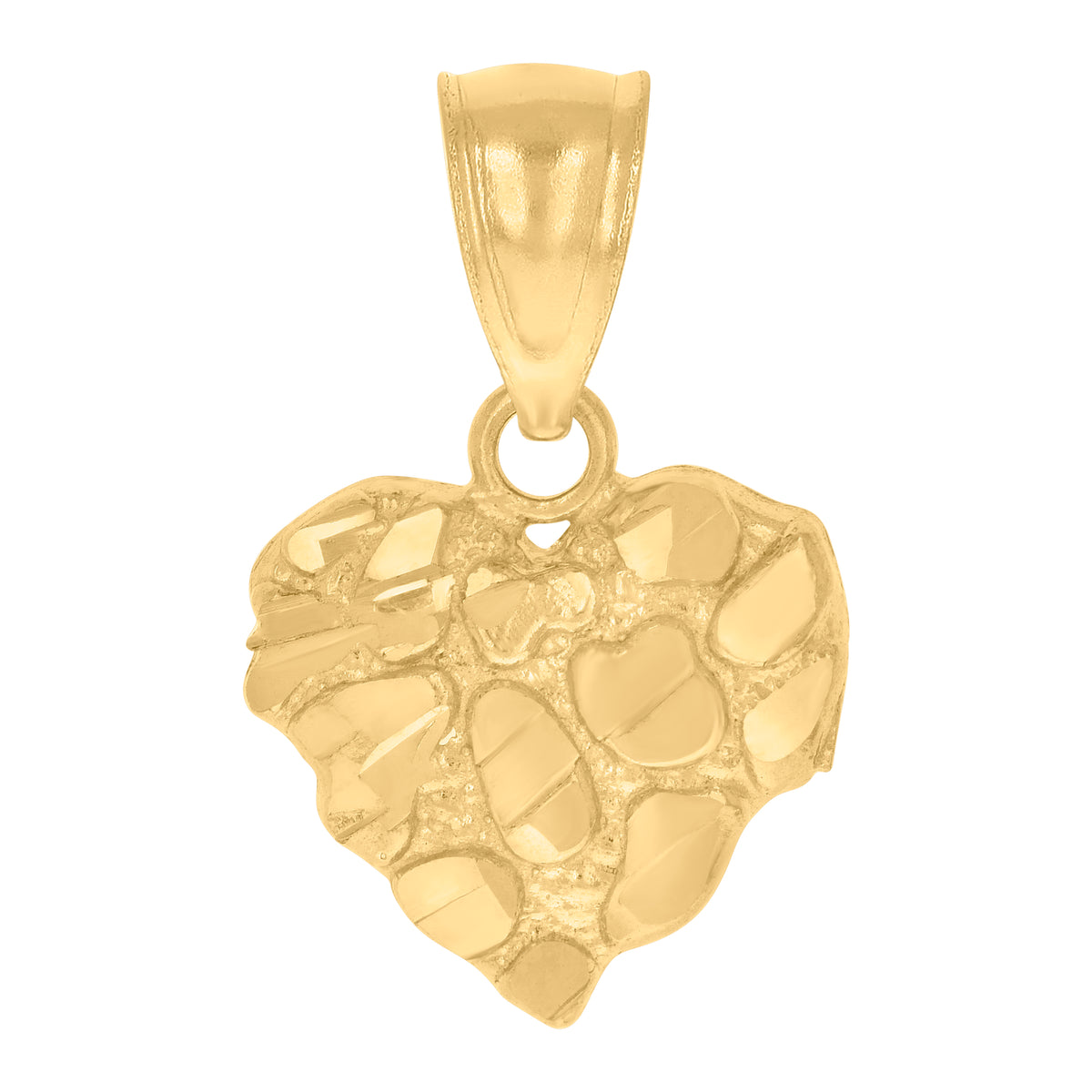 10K Yellow Gold Womens Nugget Heart Charm Pendant