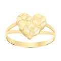 10K Yellow Gold Womens Nugget Heart Ring