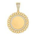10K Yellow Gold Mens Cubic-Zirconia Cuban Photo Frame Charm Pendant