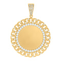 10K Yellow Gold Mens Cubic-Zirconia Cuban Photo Frame Charm Pendant