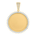 10K Yellow Gold Mens Cubic-Zirconia Photo Frame Charm Pendant