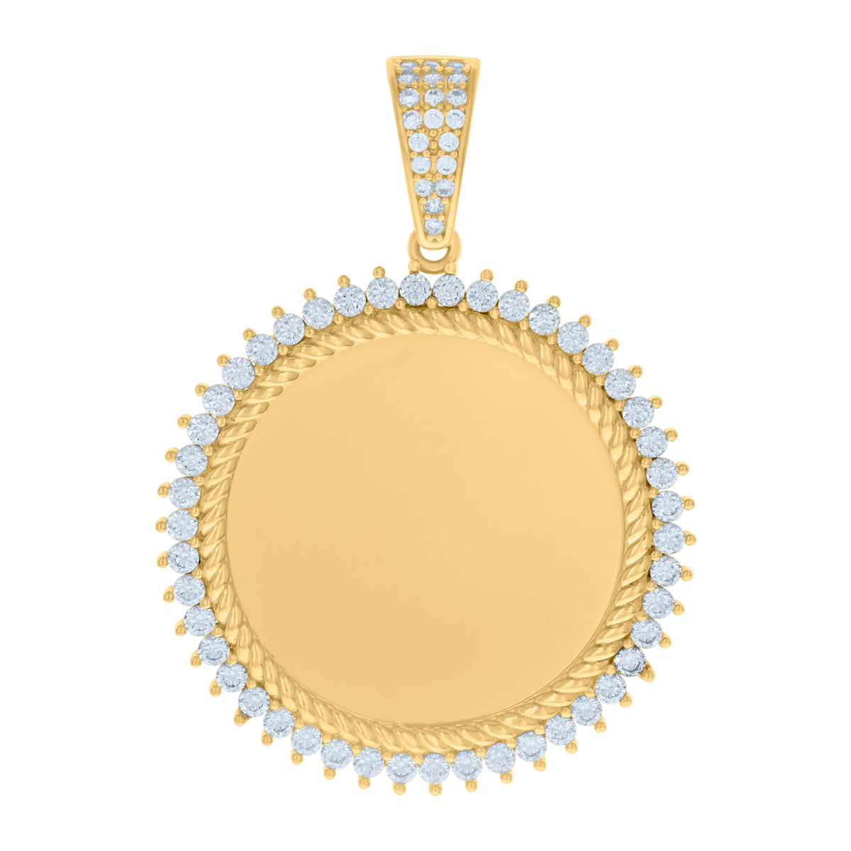10K Yellow Gold Mens Cubic-Zirconia Photo Frame Charm Pendant