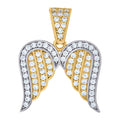 10K Two-tone Gold Unisex Cubic-Zirconia Angel Wings Charm Pendant