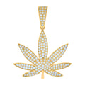 10K Yellow Gold Unisex Cubic-Zirconia Marijuana Leaf Fashion Charm Pendant