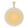 10K Yellow Gold Mens Cubic-Zirconia Cuban Photo Frame Charm Pendant